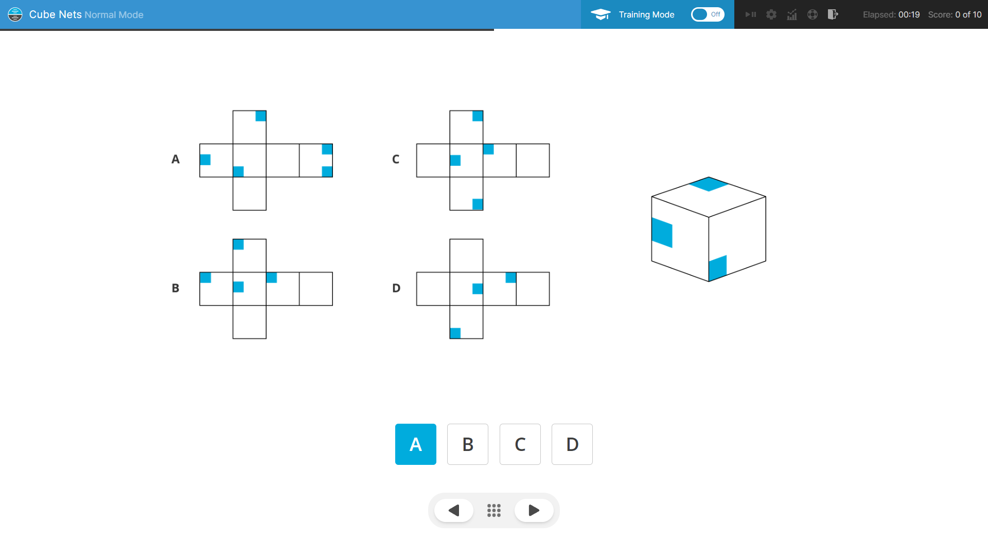 Cube net folding task